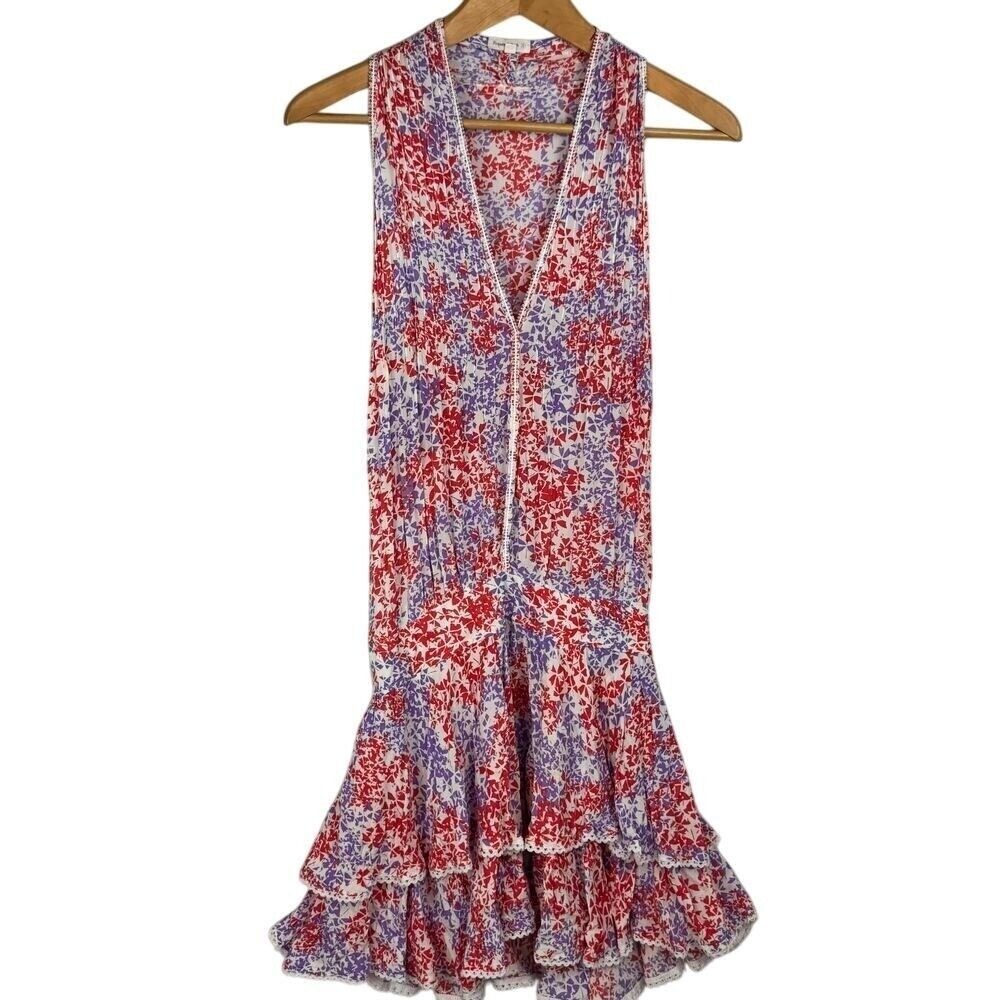 Poupette St Barth Mini‎ Dress Womens Sz M Multicolor Floral Sundress Boho Beach